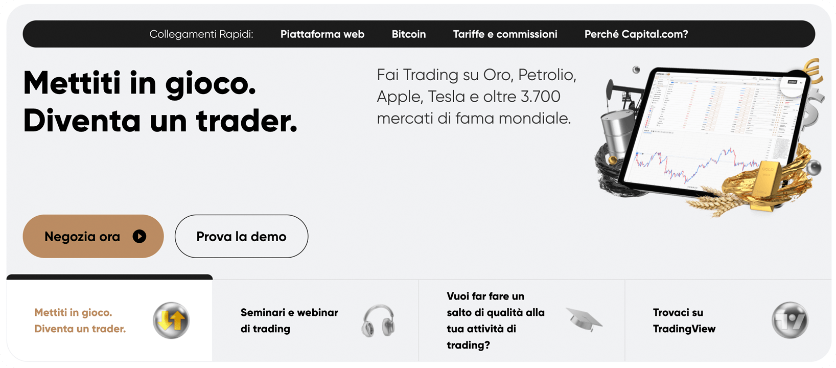 Hero della homepage di Capital.com