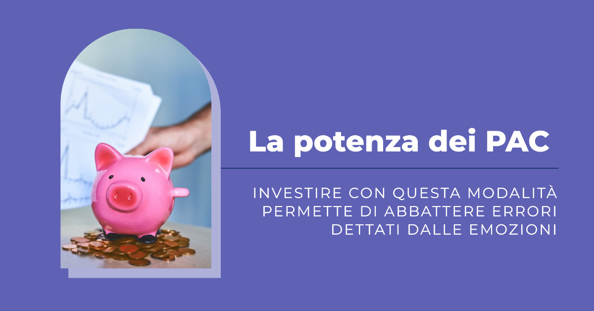 Immagine con tittolo "La potenza dei PAC" con un salvadanaio a forma di maiale sulla sinistra