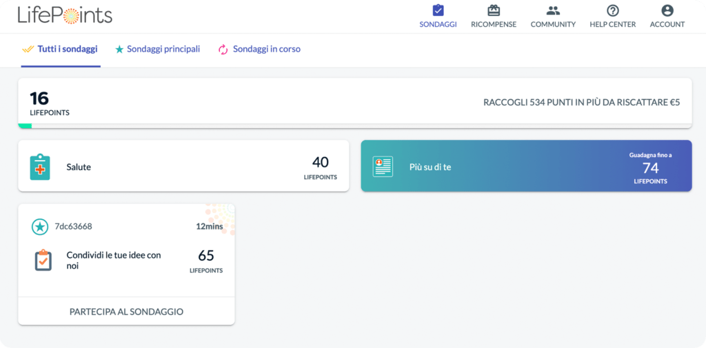 Lifepoints dashboard