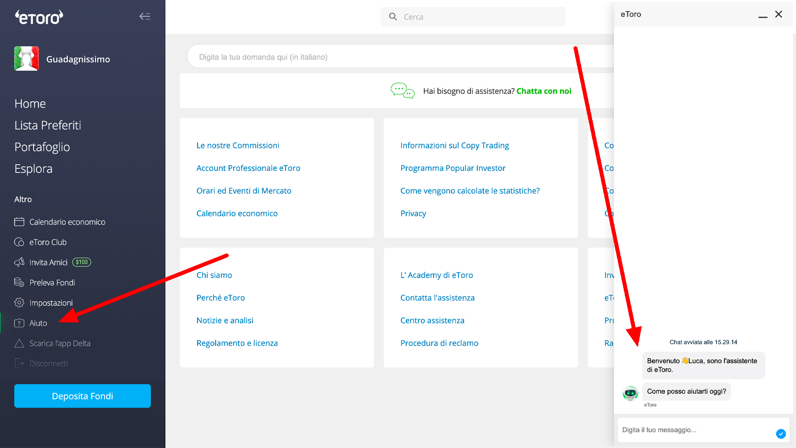 Come contattare l'assistenza clienti su eToro