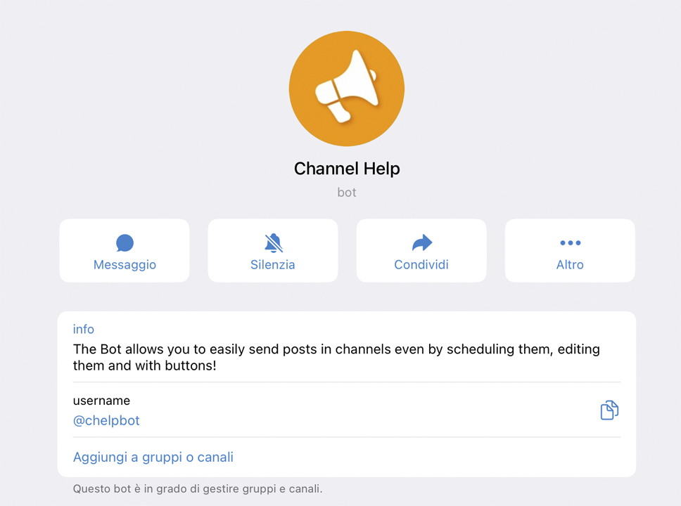 Bot telegram "Channel Bot"