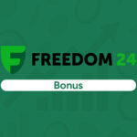 Logo Freedom24 su sfondo verde con scritta Bonus, simbolo del programma premi dedicato ai nuovi utenti