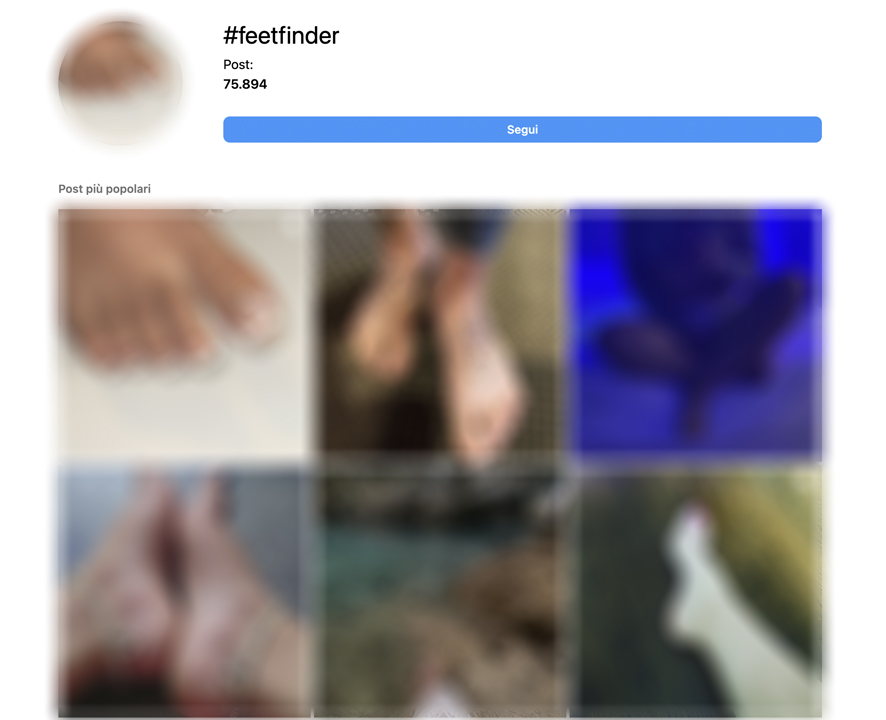 Risultati Instagram cercando l'hashtag #feetfinder
