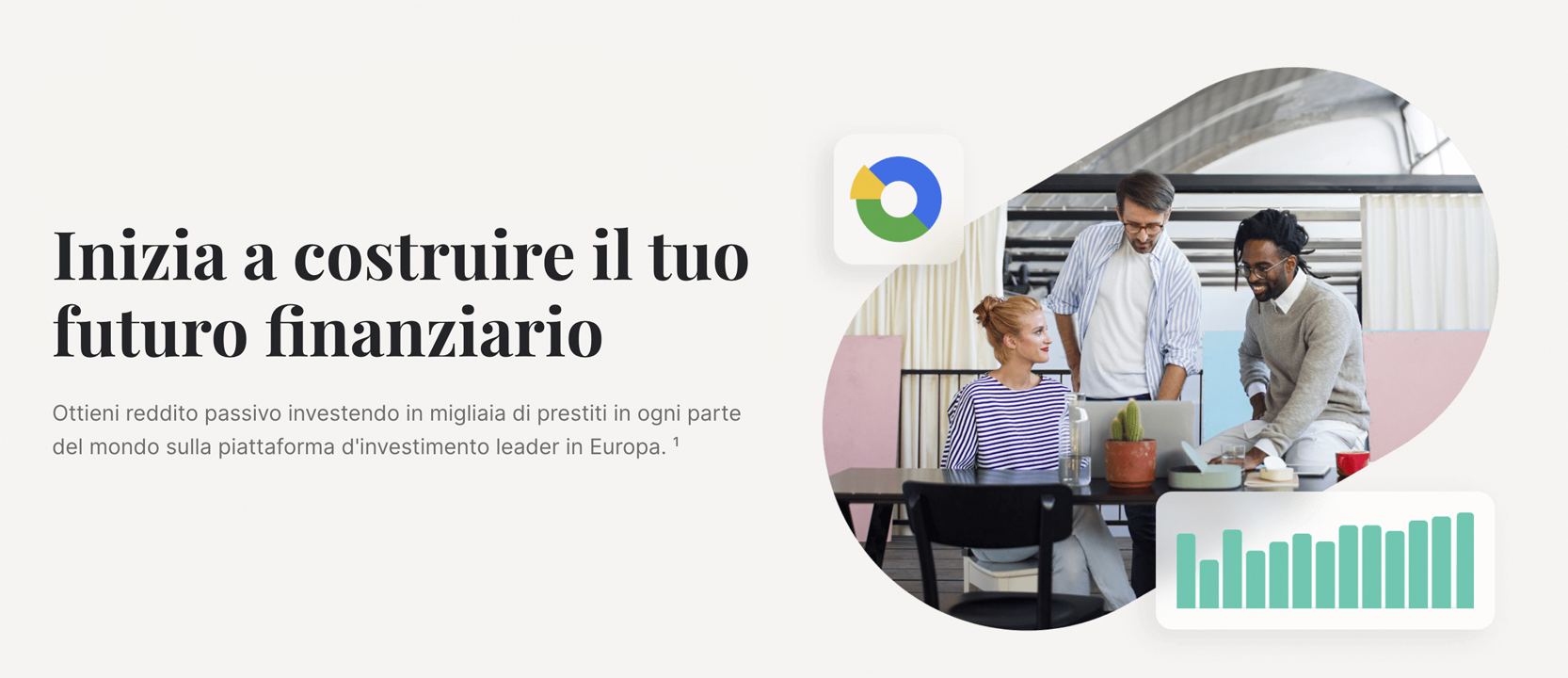 Screenshot della hero del sito di Mintos, una piattaforma di P2P lending