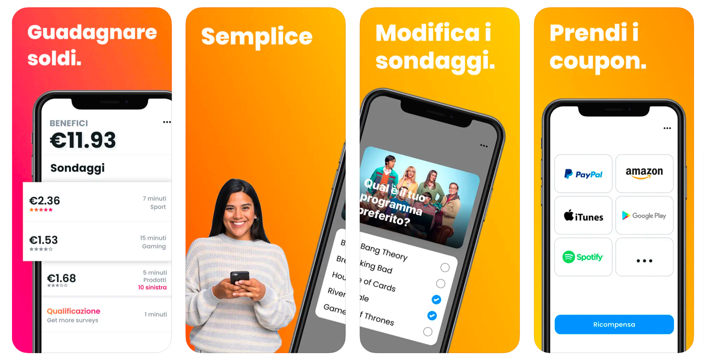 Alcune schermate dell'app Poll Pay